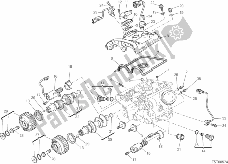 All parts for the Vertical Cylinder Head - Timing of the Ducati Diavel Xdiavel USA 1260 2018